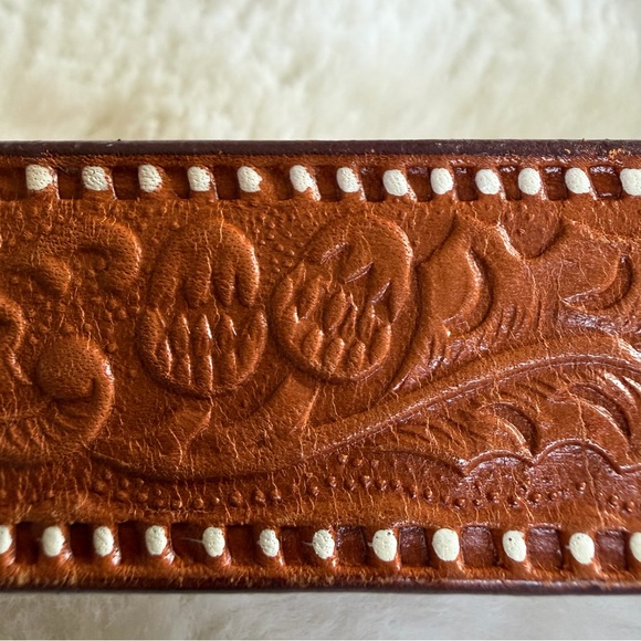 Vintage Western Heart Belt Crumrine Buckle Size 34 Tooled Leather main image 10